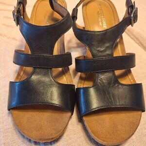 Naturalizer N5 Comfort Black Leather heeled sandal 8M